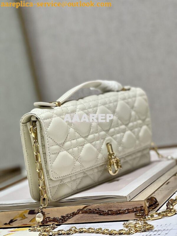 Replica Dior Miss Dior Mini Bag Latte Cannage Lambskin S0980O 6