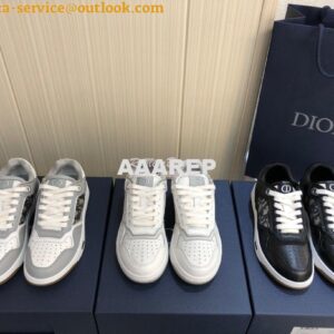 Replica Dior B27 Low-Top Sneaker Gray Smooth Calfskin with Dior Obliqu