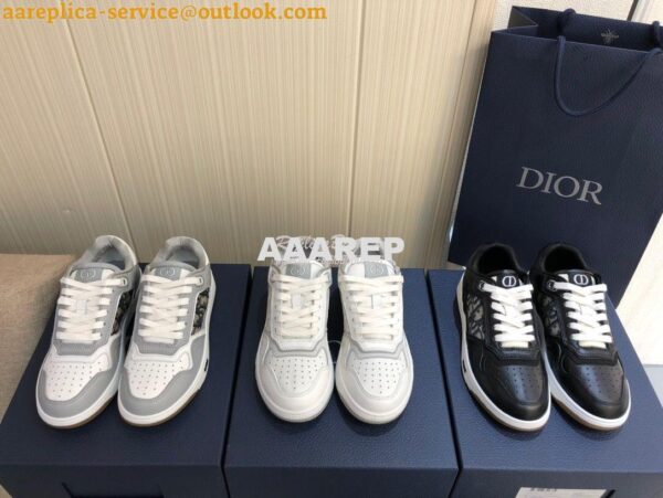Replica Dior B27 Low-Top Sneaker Gray Smooth Calfskin with Dior Obliqu 3