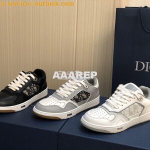 Replica Dior B27 Low-Top Sneaker Gray Smooth Calfskin with Dior Obliqu 2