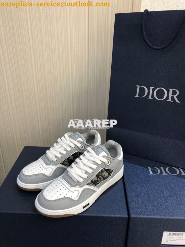 Replica Dior B27 Low-Top Sneaker Gray Smooth Calfskin with Dior Obliqu 5