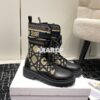 Replica Dior D-Major Ankle Boot Black Calfskin with Black and White Ca