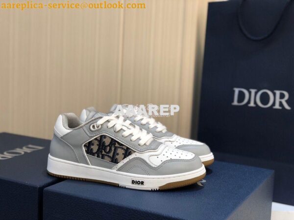 Replica Dior B27 Low-Top Sneaker Gray Smooth Calfskin with Dior Obliqu 6