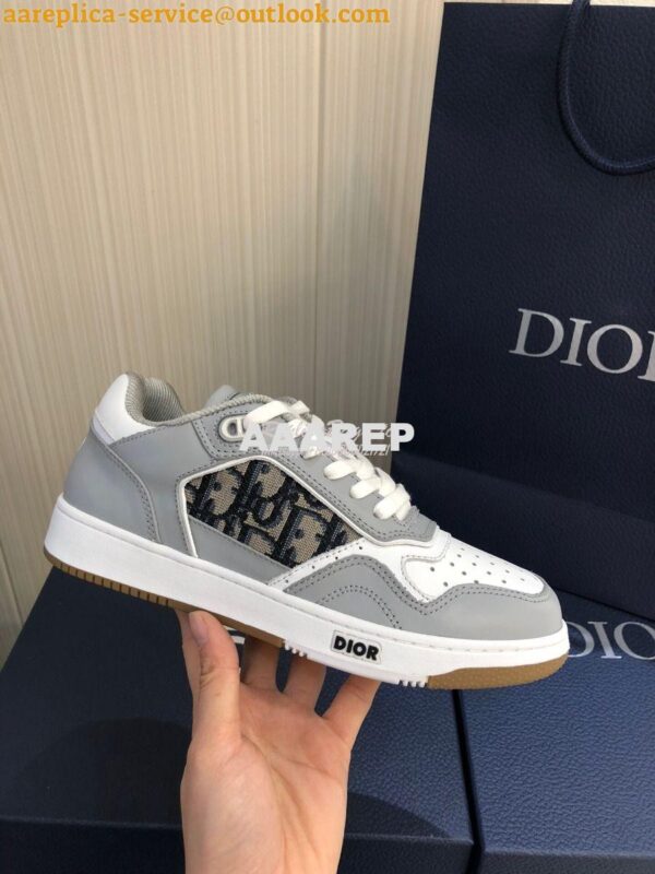 Replica Dior B27 Low-Top Sneaker Gray Smooth Calfskin with Dior Obliqu 8