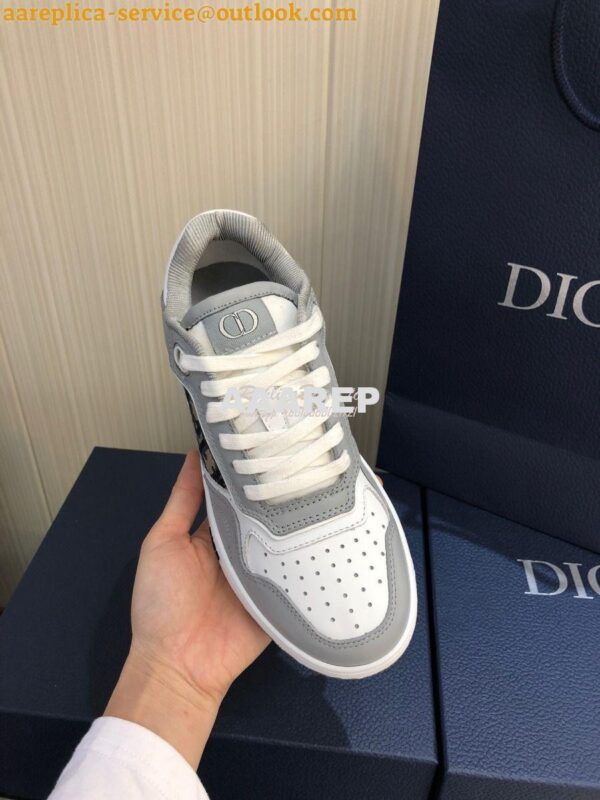 Replica Dior B27 Low-Top Sneaker Gray Smooth Calfskin with Dior Obliqu 9