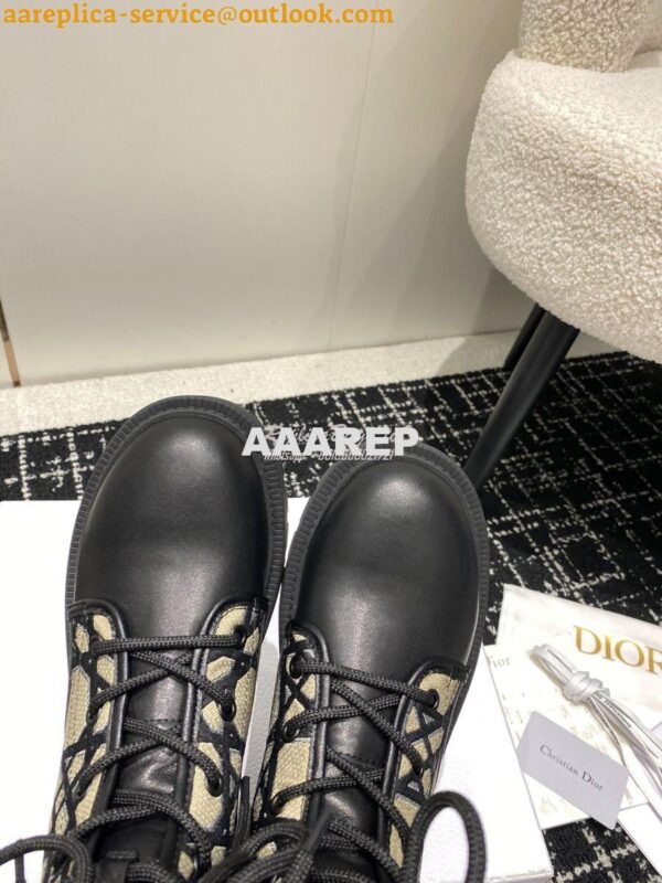 Replica Dior D-Major Ankle Boot Black Calfskin with Khaki Cannage Twee 6