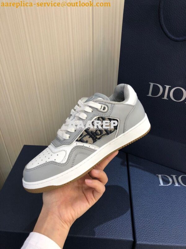 Replica Dior B27 Low-Top Sneaker Gray Smooth Calfskin with Dior Obliqu 10