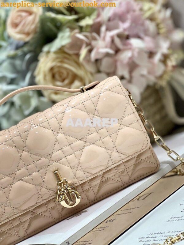 Replica Dior Miss Dior Mini Bag Light Pink Cannage Patent Calfskin S09 4