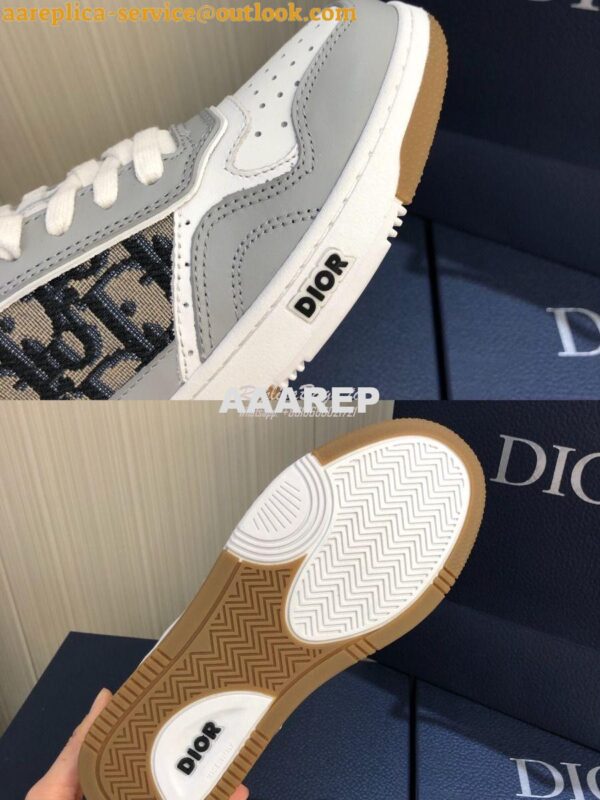 Replica Dior B27 Low-Top Sneaker Gray Smooth Calfskin with Dior Obliqu 13
