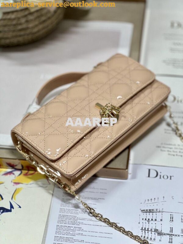 Replica Dior Miss Dior Mini Bag Light Pink Cannage Patent Calfskin S09 6