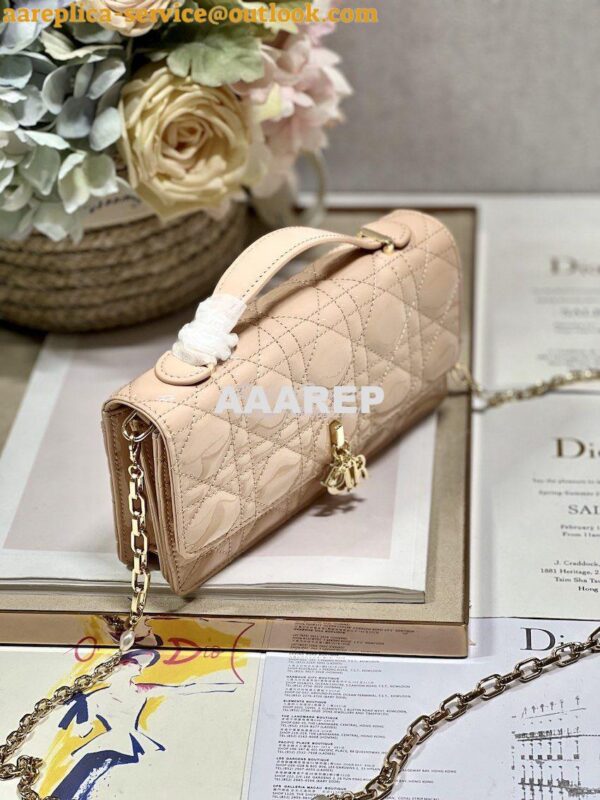 Replica Dior Miss Dior Mini Bag Light Pink Cannage Patent Calfskin S09 7