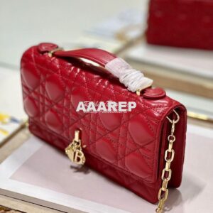 Replica Dior Miss Dior Mini Bag Red Cannage Lambskin S0980O 2