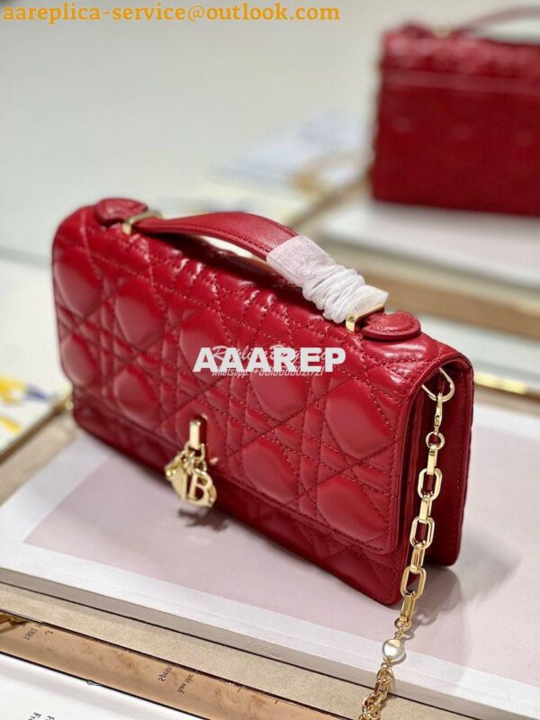 Replica Dior Miss Dior Mini Bag Red Cannage Lambskin S0980O 4