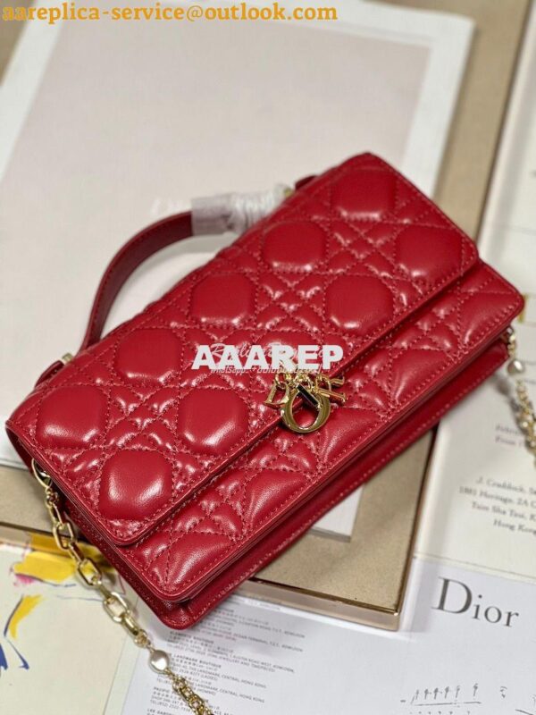 Replica Dior Miss Dior Mini Bag Red Cannage Lambskin S0980O 6