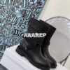 Replica Dior D-Major Ankle Boot Black Calfskin with Khaki Cannage Twee