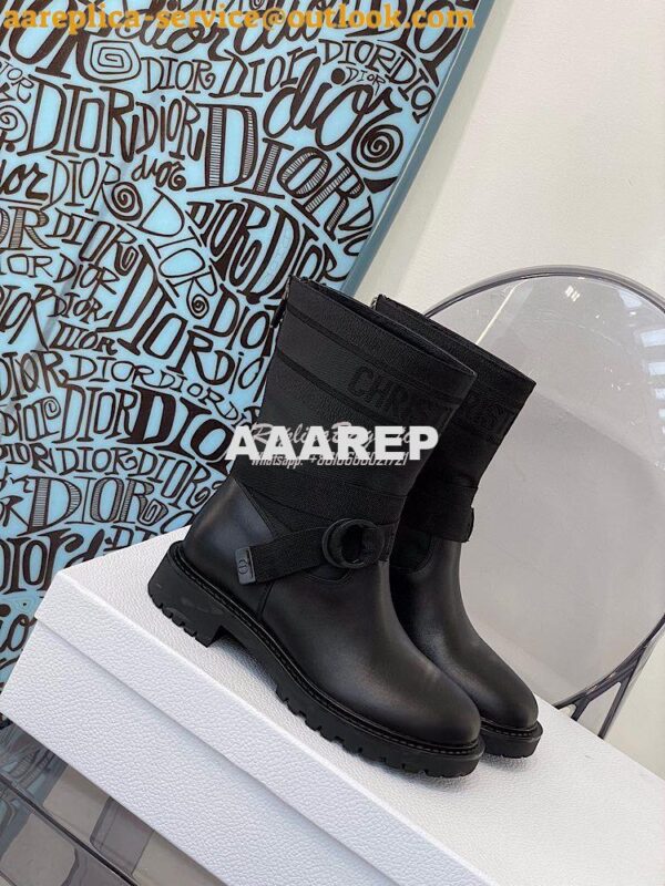 Replica Dior D-Major Ankle Boot Black Technical Fabric and Black Calfs 3