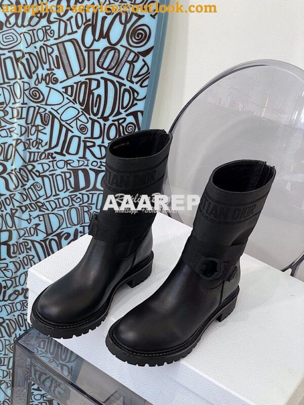 Replica Dior D-Major Ankle Boot Black Technical Fabric and Black Calfs 4