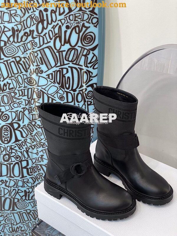 Replica Dior D-Major Ankle Boot Black Technical Fabric and Black Calfs 5