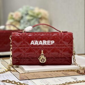 Replica Dior Miss Dior Mini Bag Red Cannage Patent Calfskin S0980O