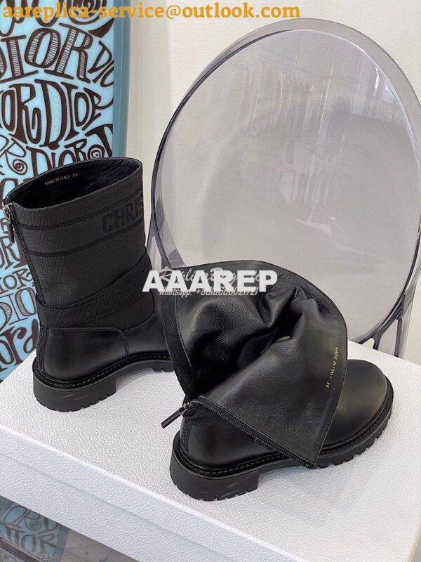 Replica Dior D-Major Ankle Boot Black Technical Fabric and Black Calfs 8