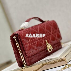 Replica Dior Miss Dior Mini Bag Red Cannage Patent Calfskin S0980O 2