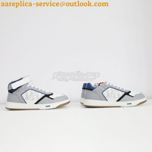 Replica Dior B27 Mid-Top Sneaker Blue, Gray and White Smooth Calfskin 3