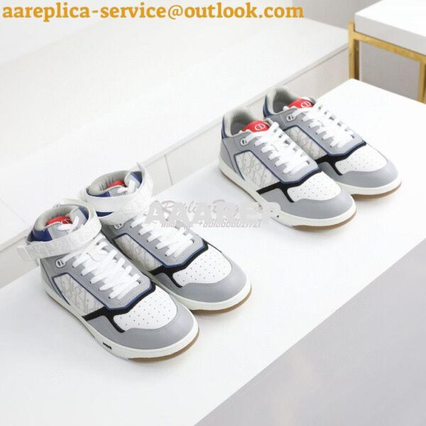 Replica Dior B27 Mid-Top Sneaker Blue, Gray and White Smooth Calfskin 4