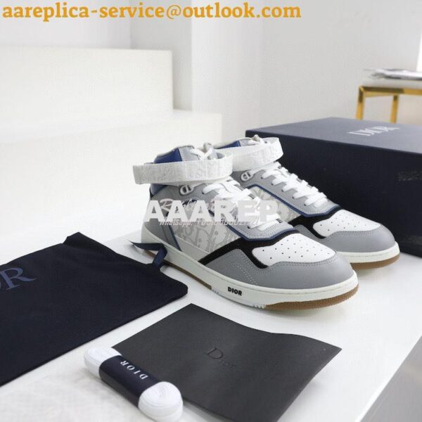 Replica Dior B27 Mid-Top Sneaker Blue, Gray and White Smooth Calfskin 6