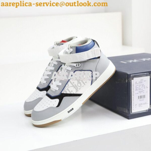 Replica Dior B27 Mid-Top Sneaker Blue, Gray and White Smooth Calfskin 7