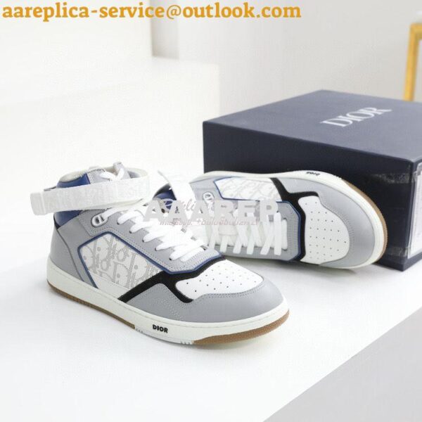 Replica Dior B27 Mid-Top Sneaker Blue, Gray and White Smooth Calfskin 8
