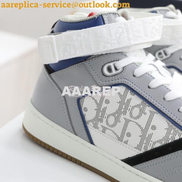 Replica Dior B27 Mid-Top Sneaker Blue, Gray and White Smooth Calfskin 11