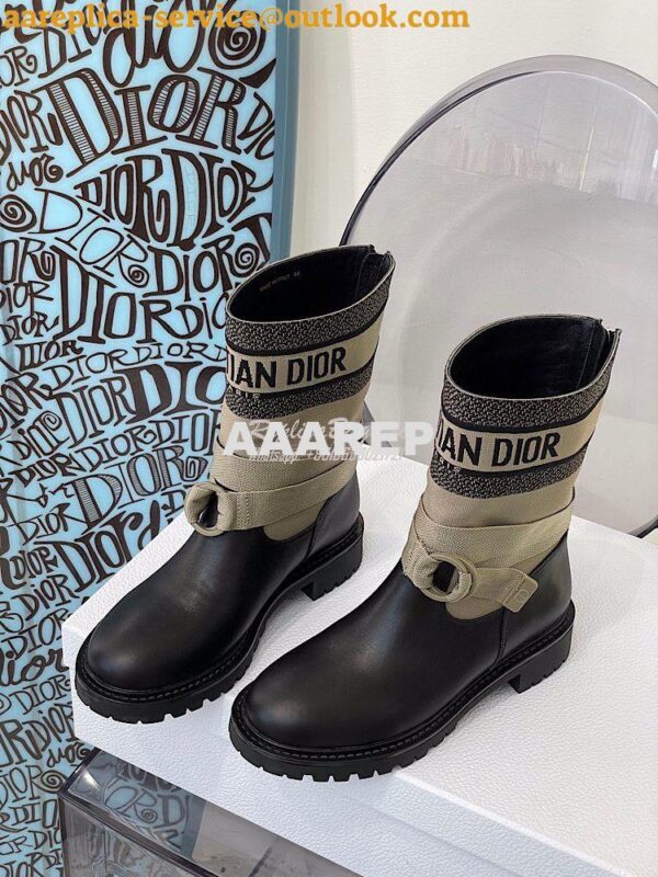 Replica Dior D-Major Ankle Boot Taupe and Black Technical Fabric and B 5