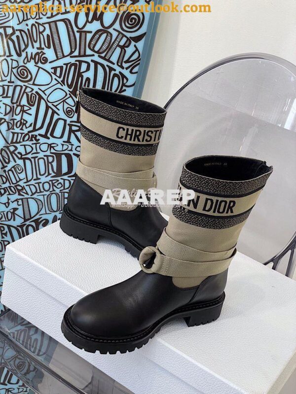 Replica Dior D-Major Ankle Boot Taupe and Black Technical Fabric and B 6