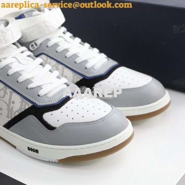 Replica Dior B27 Mid-Top Sneaker Blue, Gray and White Smooth Calfskin 12