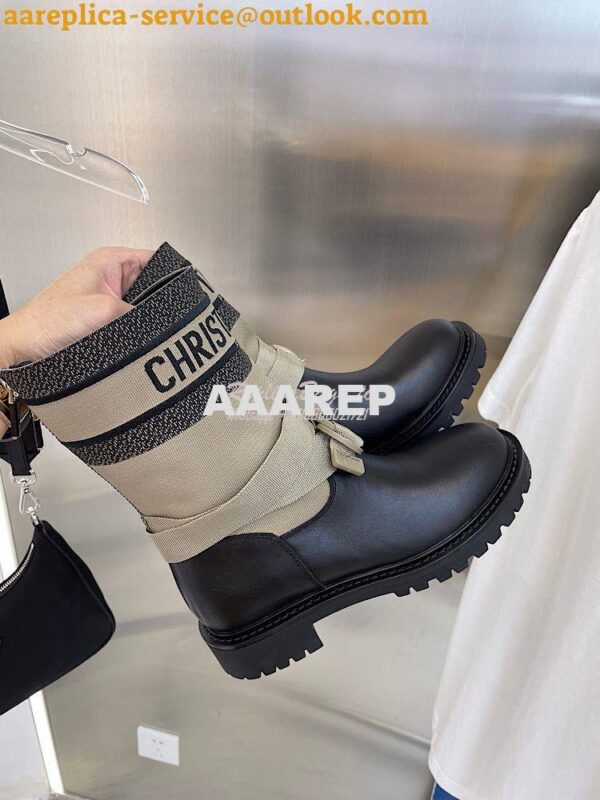 Replica Dior D-Major Ankle Boot Taupe and Black Technical Fabric and B 7