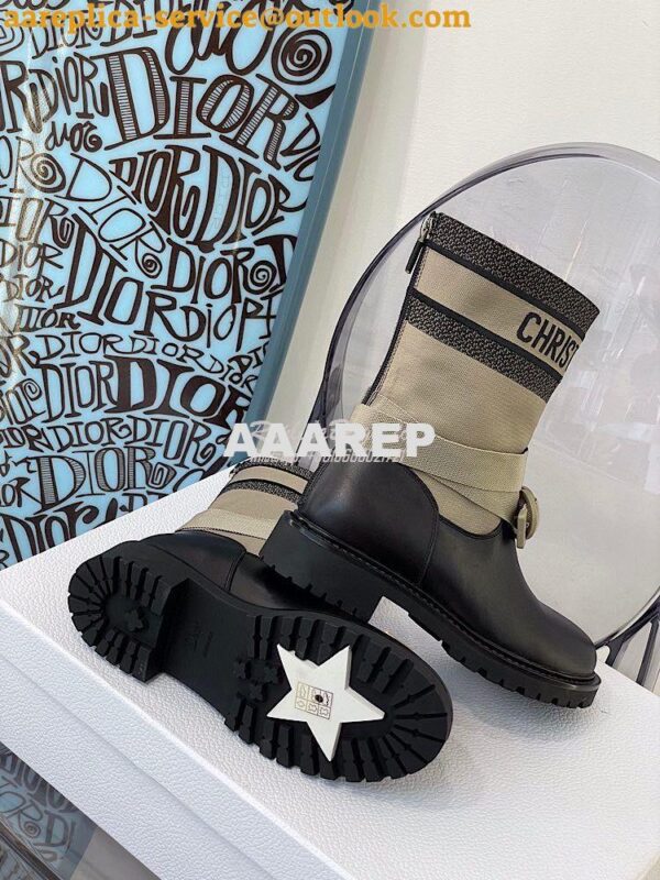 Replica Dior D-Major Ankle Boot Taupe and Black Technical Fabric and B 9