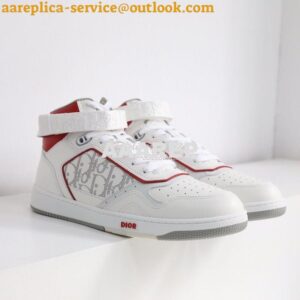 Replica Dior B27 Mid-Top Sneaker Red and White Smooth Calfskin with Wh