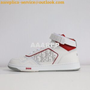 Replica Dior B27 Mid-Top Sneaker Red and White Smooth Calfskin with Wh 2