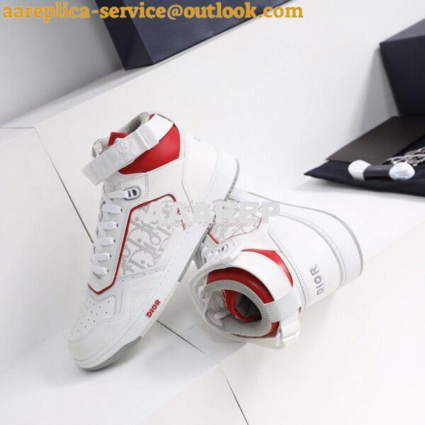 Replica Dior B27 Mid-Top Sneaker Red and White Smooth Calfskin with Wh 4