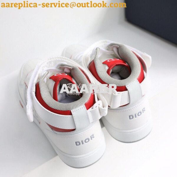 Replica Dior B27 Mid-Top Sneaker Red and White Smooth Calfskin with Wh 6