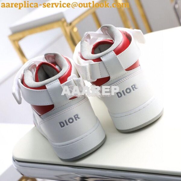 Replica Dior B27 Mid-Top Sneaker Red and White Smooth Calfskin with Wh 7