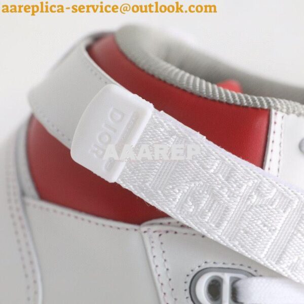 Replica Dior B27 Mid-Top Sneaker Red and White Smooth Calfskin with Wh 9