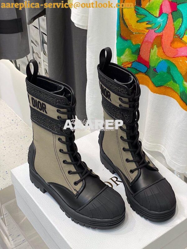 Replica Dior D-Major Ankle Boot Taupe and Black Technical Fabric and B 4