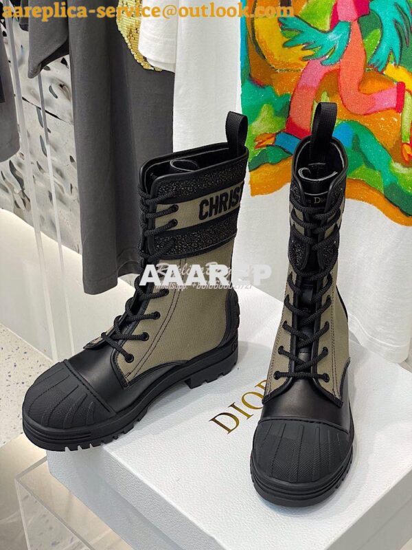 Replica Dior D-Major Ankle Boot Taupe and Black Technical Fabric and B 5