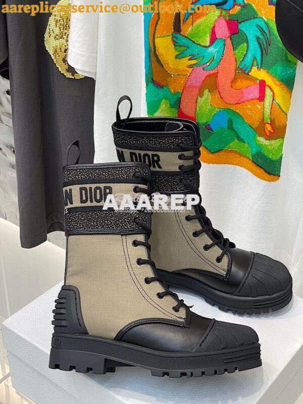 Replica Dior D-Major Ankle Boot Taupe and Black Technical Fabric and B 6