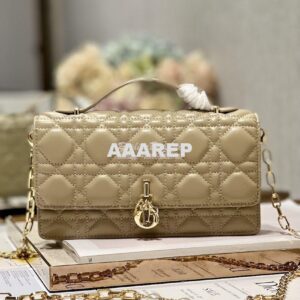 Replica Dior Miss Dior Mini Bag Sand Cannage Lambskin S0980O 2