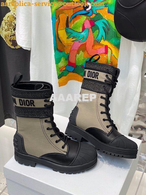 Replica Dior D-Major Ankle Boot Taupe and Black Technical Fabric and B 9