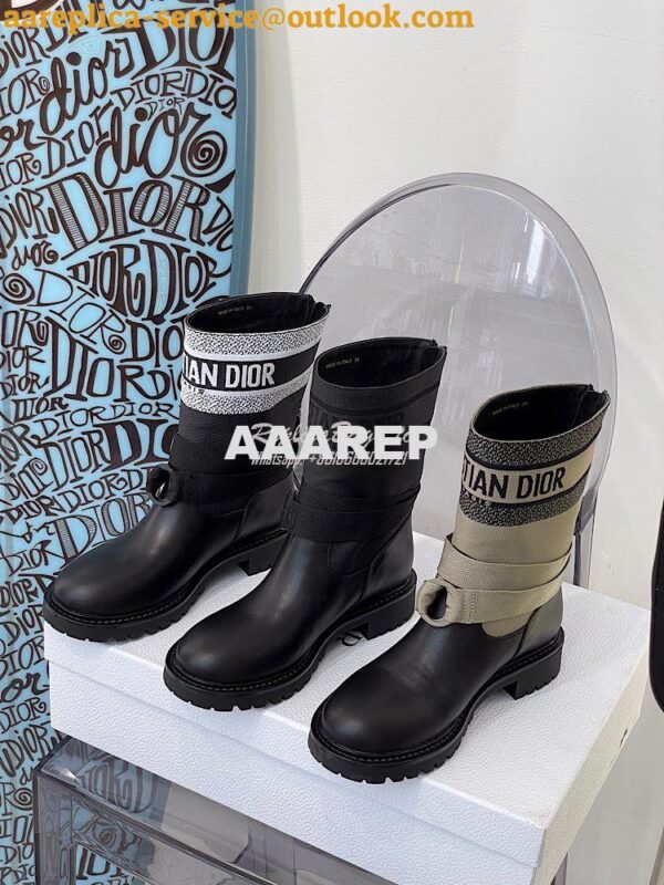 Replica Dior D-Major Ankle Boot White and Black Technical Fabric and B 3