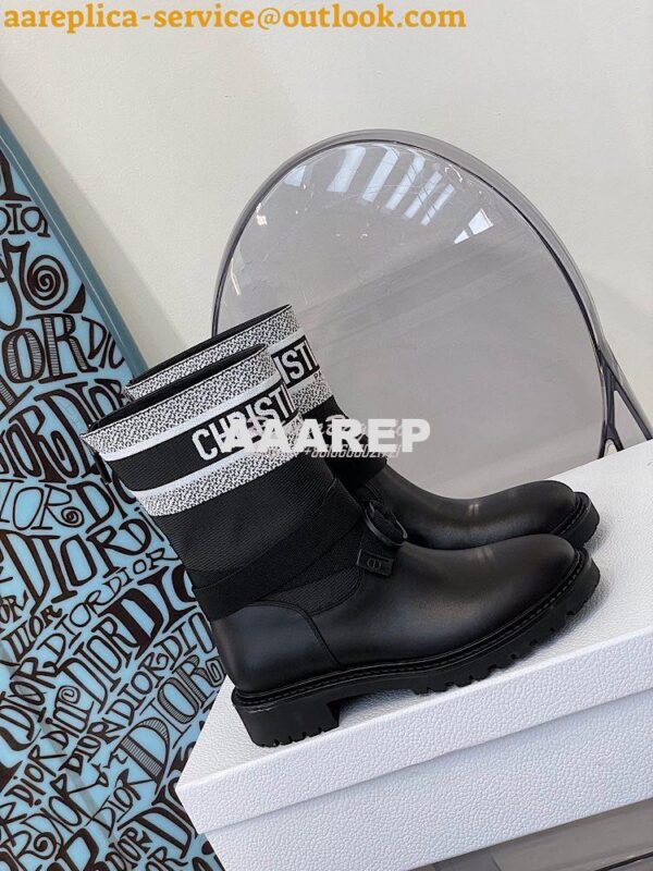 Replica Dior D-Major Ankle Boot White and Black Technical Fabric and B 5