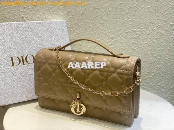 Replica Dior Miss Dior Top Handle Bag Cannage Lambskin M0997 Biscuit 3